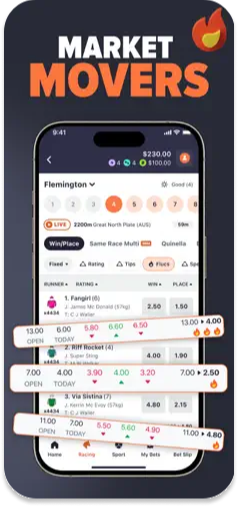 BaggyBet app listing on the App Store, featuring market movers.