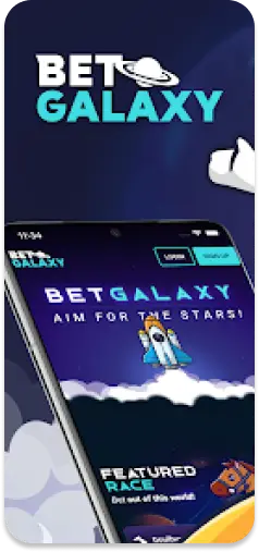 BetGalaxy app displaying its main menu and betting interface.