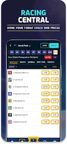BetGalaxy app featuring live racing odds and form analysis.