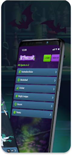 BetProfessor main menu featuring betting options and promotions.