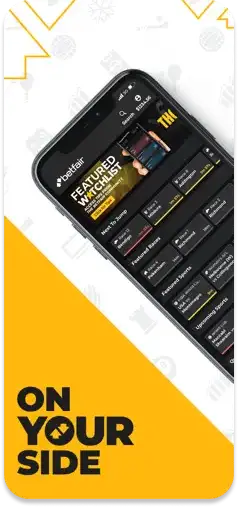 Betfair app showcasing the featured watch list for real-time market tracking.