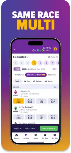 BetLocal app highlighting Same Race Multi betting options.