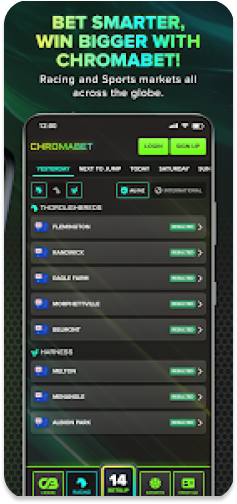ChromaBet promotional banner highlighting racing and sports markets.