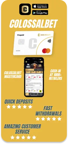 Colossalbet Mastercard promotional banner highlighting seamless transactions.