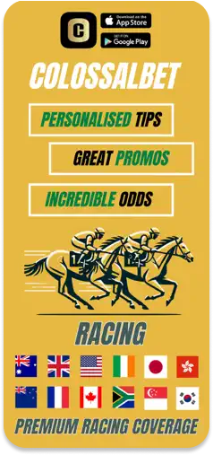 Colossalbet promotional banner showcasing personalised betting features and racing coverage.