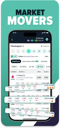 CrossBet Market Movers section highlighting betting trends.