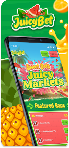 JuicyBet app main menu showcasing vibrant betting options.