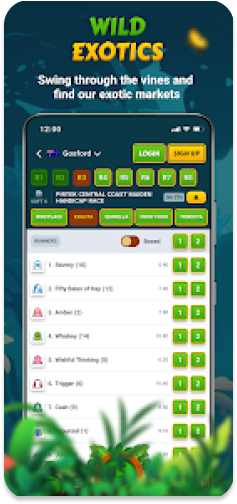 JungleBet app showcasing exotic betting markets.