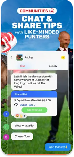 Ladbrokes app community chat function.
