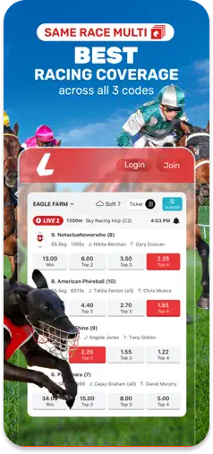 Ladbrokes app showcasing Same Race Multi feature.