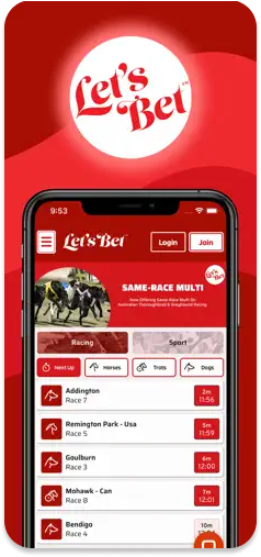 Let's Bet app main menu showcasing same race multi feature.