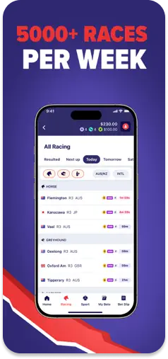 MarantelliBet racing coverage screen displaying daily race events.