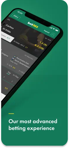 Bet365 app showcasing its most advanced betting features for punters.