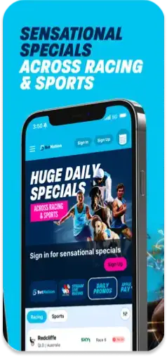 Bet Nation app showcasing Apple Pay as a quick and secure deposit method.