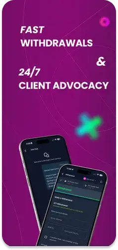Bet Right app featuring fast withdrawals and 24/7 customer support options.