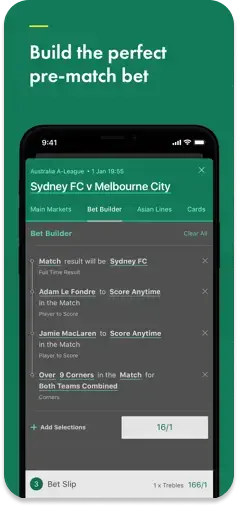 Bet365’s Bet Builder feature allowing punters to create custom pre-match bets.
