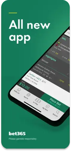 Bet365’s newly redesigned app with an improved user interface.