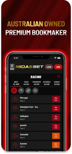 MidasBet branding showcasing Australian ownership.