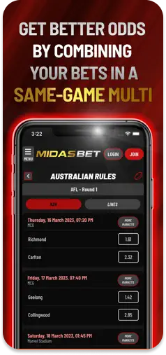 MidasBet Same-Game Multi feature.