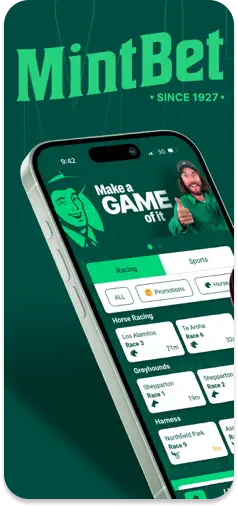 MintBet main menu displaying key features and betting options.