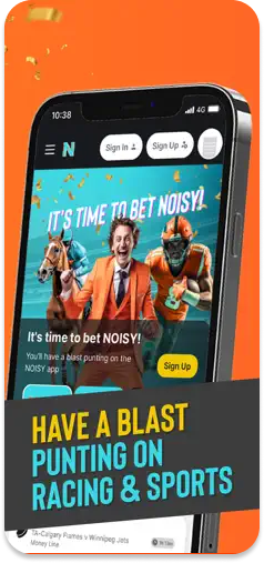 Noisy Bet main menu displaying sports and racing betting options.