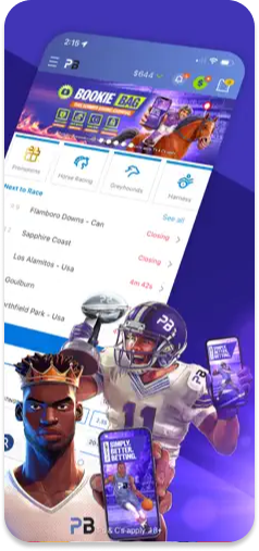 Palmerbet main menu interface featuring the "Bookie Bag" tool for added betting value.