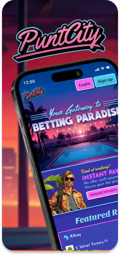 PuntCity main menu showcasing top betting features.
