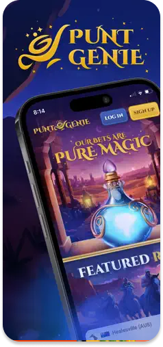 PuntGenie main menu displaying featured betting options.