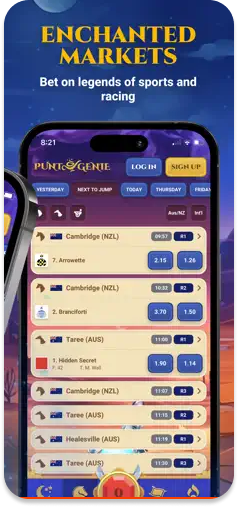 PuntGenie promotional banner featuring betting markets.
