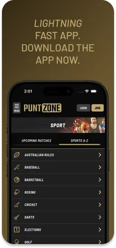 PuntZone mobile app – A fast, reliable betting experience.