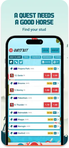 QuestBet racing UI – A refined betting interface for horse racing enthusiasts.