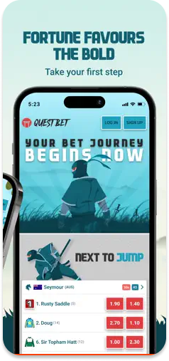 QuestBet welcome page – An engaging entry point for new users.