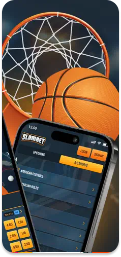 SlamBet main menu – basketball-themed betting hub.
