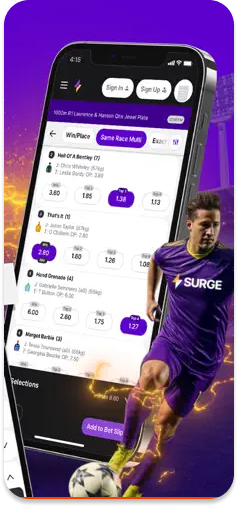 Surge multi-bet UI for sports & racing.