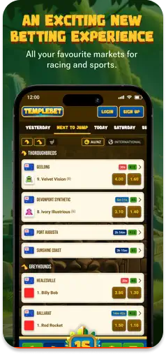 TempleBet's diverse market offerings for racing and sports betting.