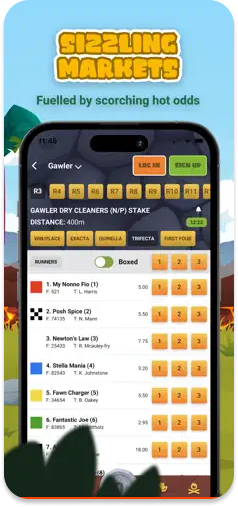 VolcanoBet betting markets UI with highlighted odds.