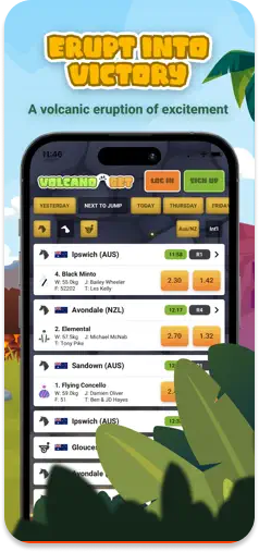 VolcanoBet promotional UI featuring high-stakes bets.