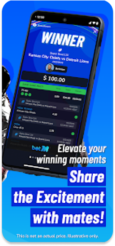 BetM app social betting feature.