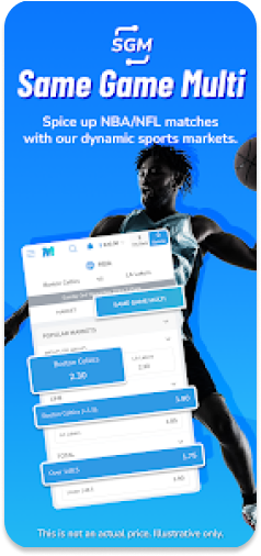 BetM app showcasing Same Game Multi options for NBA and NFL.