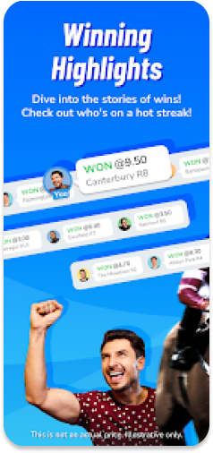 BetM app highlighting recent winners and big payouts.