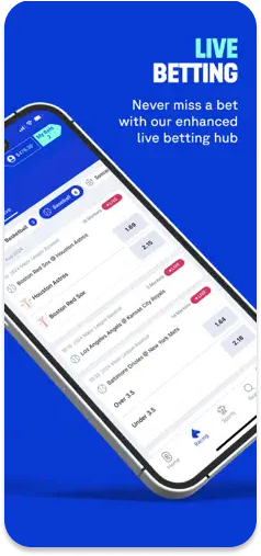 Betr app showcasing live betting features.