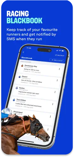 Betr app showcasing the Racing Blackbook feature.