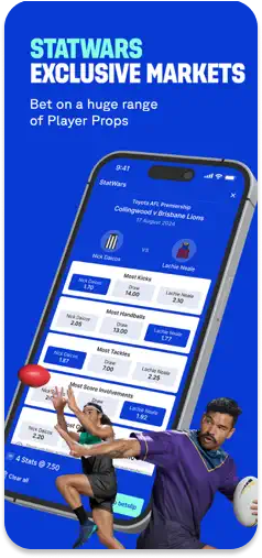 Betr app highlighting exclusive Statwars markets.