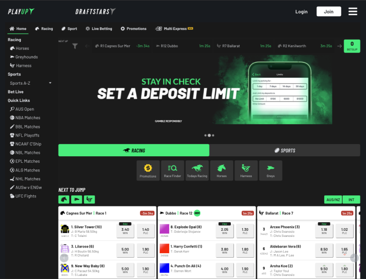 PlayUp Australia sportsbook homepage showcasing a seamless mobile-friendly design and extensive sports betting markets.